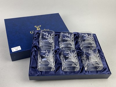 Lot 515 - A SET OF SIX GLENEAGLES CUT GLASS TUMBLERS AND OTHER GLASS WARE