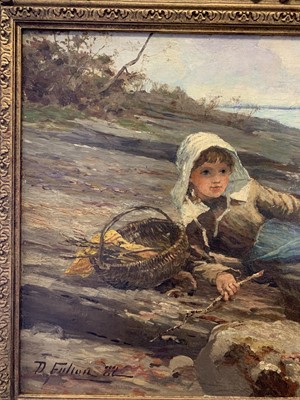 Lot 73 - THE LITTLE FISHERGIRL, AN OIL BY JAMES FULTON