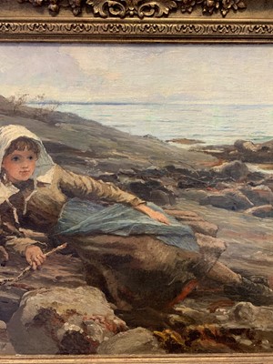 Lot 73 - THE LITTLE FISHERGIRL, AN OIL BY JAMES FULTON