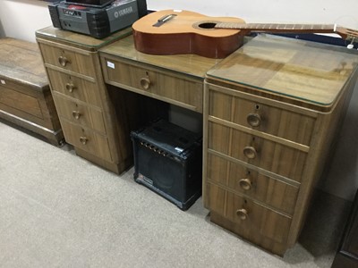 Lot 590 - AN AUSTRALIAN WALNUT KNEEHOLE CHEST