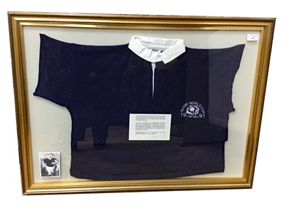 Lot 1762 - AN ICONIC SCOTTISH RUGBY UNION RUGBY WORLD CUP JERSEY WORN BY DAVID SOLE