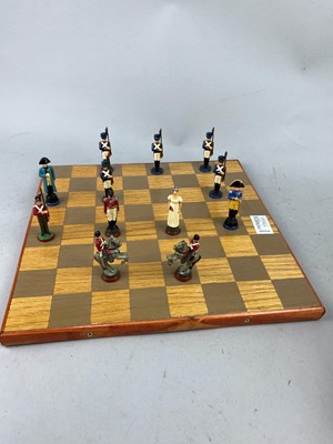 Lot 539 - A PAINTED METAL WELLINGTON AND NAPOLEON CHESS SET