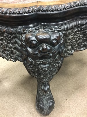 Lot 734 - AN UNUSUAL EARLY 20TH CENTURY CHINESE IRONWOOD CONSOLE TABLE