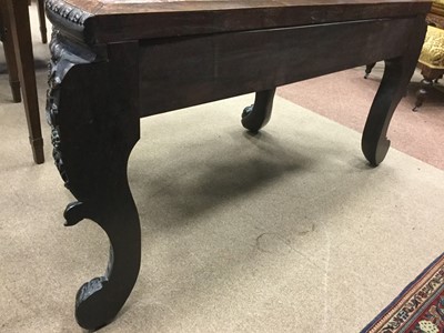 Lot 734 - AN UNUSUAL EARLY 20TH CENTURY CHINESE IRONWOOD CONSOLE TABLE