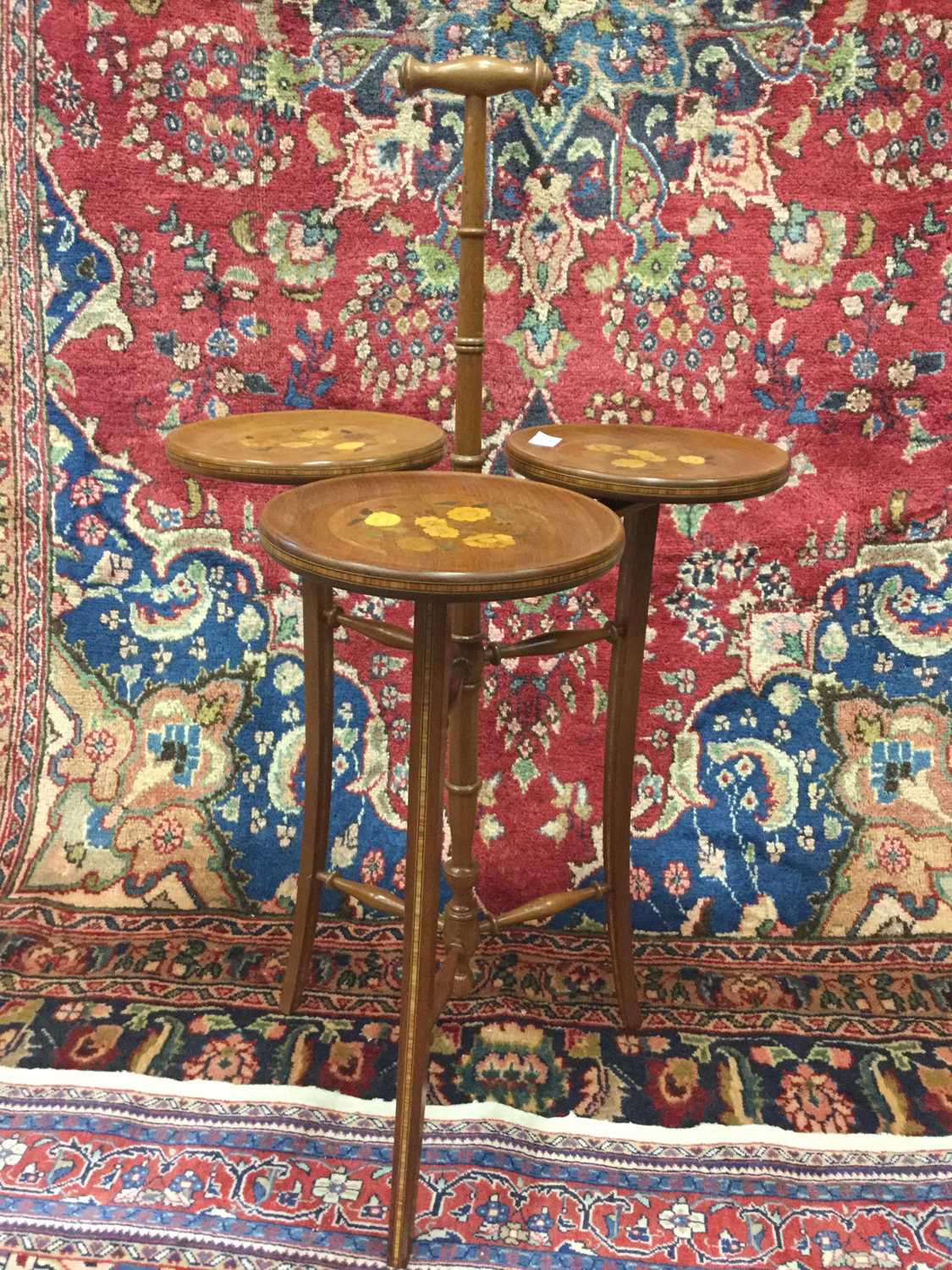 Lot 1302 - AN INLAID CAKE STAND