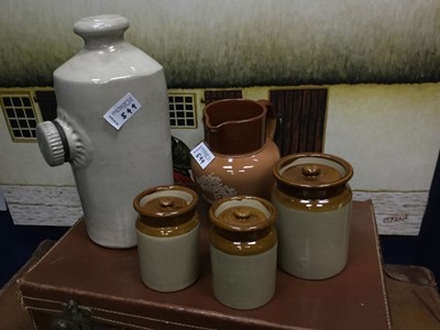 Lot 549 - A LOT OF STONEWARE JARS AND OTHER CERAMICS