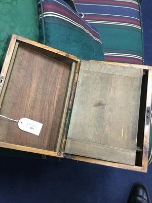 Lot 104 - A LATE VICTORIAN WALNUT AND CHEQUER INLAID LAP DESK