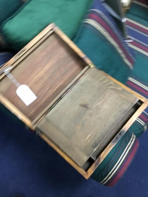 Lot 104 - A LATE VICTORIAN WALNUT AND CHEQUER INLAID LAP DESK