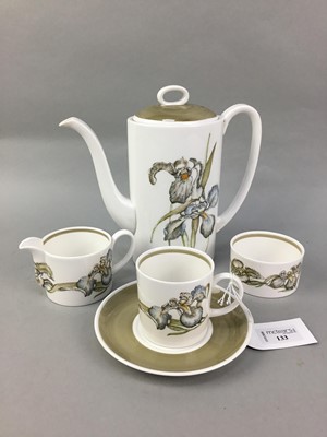 Lot 133 - A IRIS PATTERN COFFEE SERVICE DESIGNED BY SUSIE COOPER