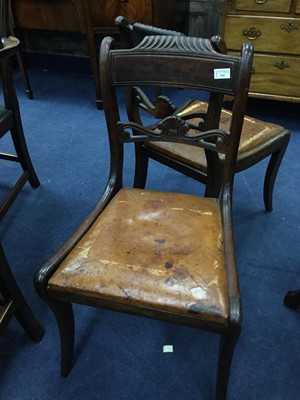 Lot 562 - A PAIR OF REGENCY MAHOGANY SINGLE CHAIRS