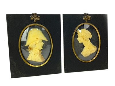 Lot 1450 - A PAIR OF WAX SILHOUETTES