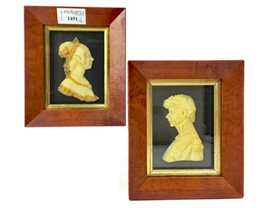 Lot 1451 - A PAIR OF WAX SILHOUETTES