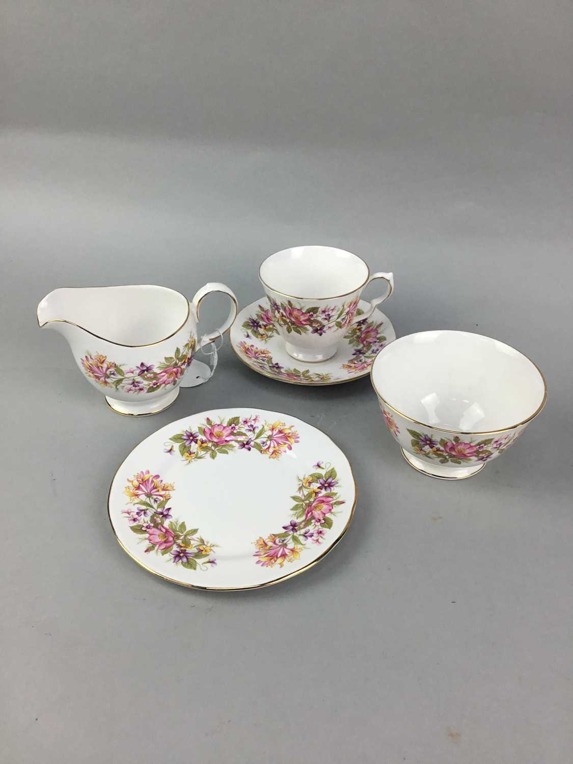Lot 58 - A COLCLOUGH PART TEA SERVICE ALONG WITH SERVING SETS AND PLATED WARE