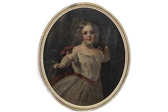 Lot 121 - AN OIL OVAL PORTRAIT OF A YOUNG GIRL