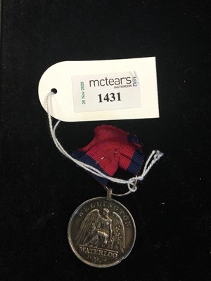 Lot 1431 - AN 1815 WATERLOO MEDAL AWARDED TO RICHARD ROOKE