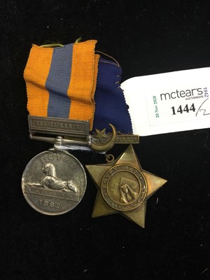 Lot 1444 - A VICTORIAN EGYPT MEDAL AWARDED TO PTE. J. GRIEG ALONG WITH A KHEDIVE STAR