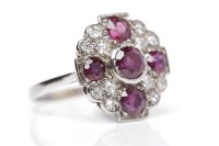 Lot 189 - EDWARDIAN RUBY AND DIAMOND RING the scalloped...