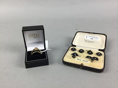 Lot 94 - A LOT OF TWO RINGS AND A STUD AND CUFFLINKS SET