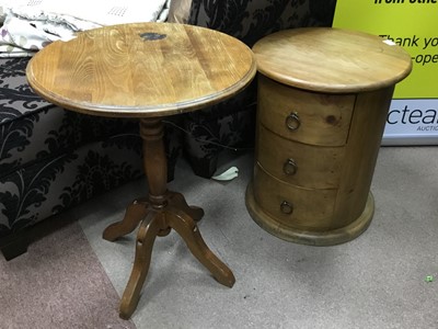 Lot 214 - A BEDSIDE TABLE OF CIRCULAR FORM AND A CIRCULAR TEA TABLE