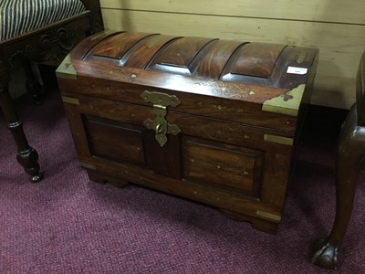 Lot 209 - A BRASS INLAID TRUNK