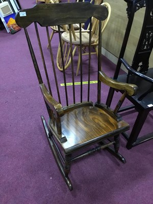 Lot 200 - A MAHOGANY ROCKING CHAIR