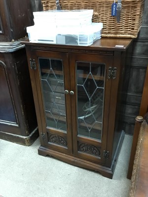 Lot 213 - A MAHOGANY TWO DOOR GLAZED BOOKCASE