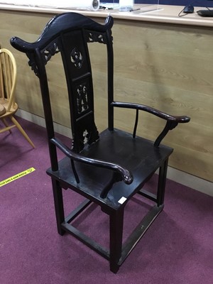 Lot 216 - A CHINESE HARDWOOD CHAIR
