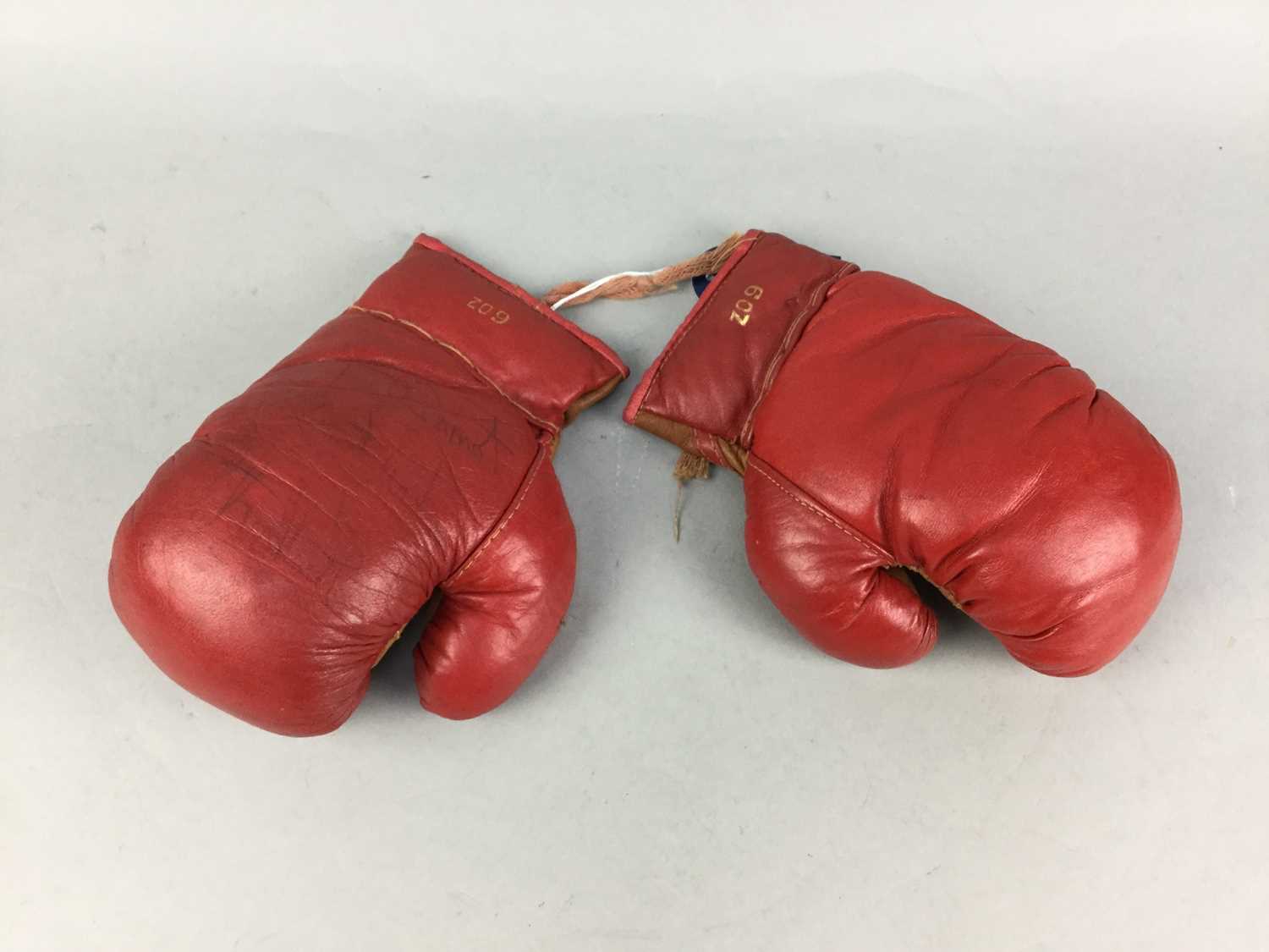Lot 13 - A PAIR OF BOXING GLOVES SIGNED BY ALAN MINTER
