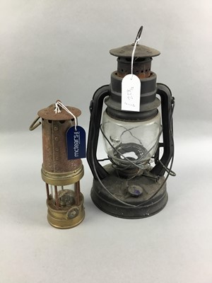 Lot 228 - A PATTERSON LAMPS LTD MINER'S LAMP AND AN EARLY 20TH CENTURY LANTERN