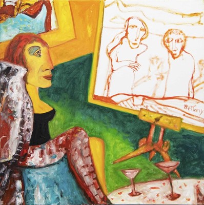 Lot 646 - ON THE EASEL, AN OIL BY JOHN BELLANY