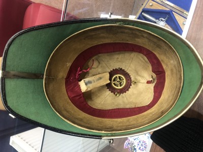 Lot 1390 - A GREEN CLOTH HELMET OF THE 4TH LANARKSHIRE RIFLE VOLUNTEERS