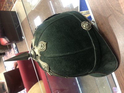 Lot 1390 - A GREEN CLOTH HELMET OF THE 4TH LANARKSHIRE RIFLE VOLUNTEERS