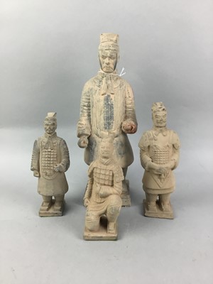 Lot 232 - A GROUP OF REPRODUCTION CHINESE TERRACOTTA WARRIOR FIGURES AND OTHER FIGURES