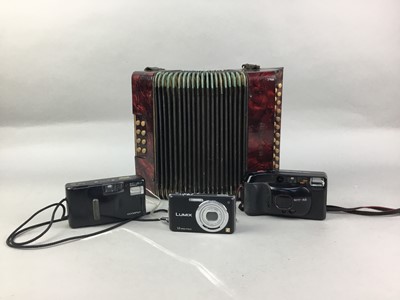 Lot 245 - A HOHNER ACCORDIAN, ALONG WITH CAMERAS AD ACCESSORIES