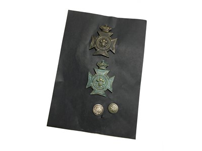 Lot 1407 - A LOT OF TWO 19TH CENTURY HELMET BADGES FOR THE RENFREWSHIRE RIFLE VOLUNTEERS