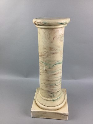 Lot 246 - A LARGE WATER VESSEL AND A MARBLE EFFECT PEDESTAL
