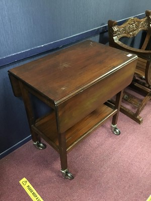 Lot 268 - A MAHOGANY DROP LEAF TEA TROLLEY