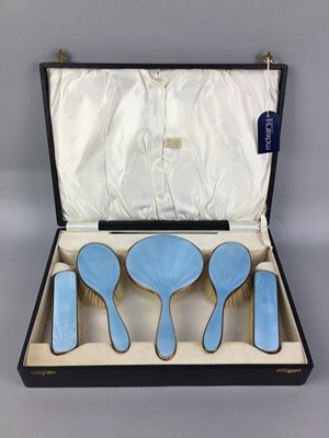 Lot 103 - A LOT OF CERAMICS AND A QUILLOCHE ENAMEL AND GILT METAL VANITY SET