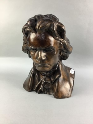 Lot 107 - A BRONZED BUST OF BEETHOVEN