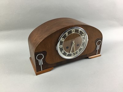 Lot 108 - AN ART DECO STAINED WOOD MANTEL CLOCK