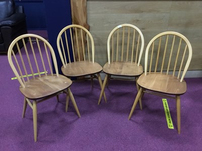 Lot 337 - A SET OF FOUR ERCOL DINING CHAIRS