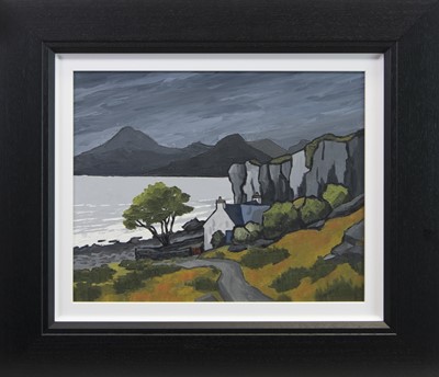 Lot 651 - THE CUILLINS FROM ELGOL, AN OIL BY DAVID BARNES