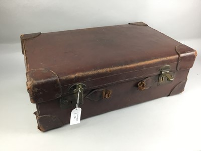 Lot 66 - A VINTAGE SUITCASE,VINTAGE TINS AND VARIOUS COINS
