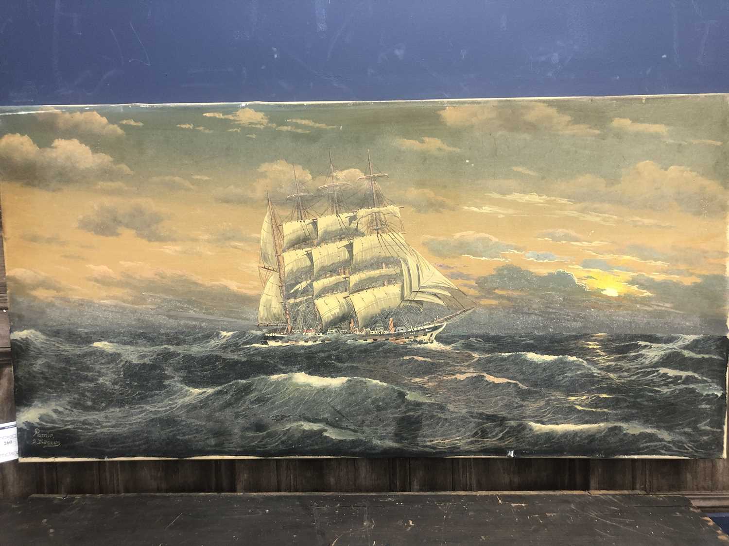 Lot 260 - AN OIL PAINTING OF THE 'PAMIR' BY S. DIASZUS AND TWO OTHER WATERCOLOURS