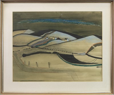 Lot 655 - THE FURROWED FIELD, A PASTEL BY DAVID M MARTIN