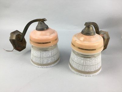 Lot 285 - A SET OF FOUR 1960'S LIGHT FITTINGS ALONG WITH SHADES