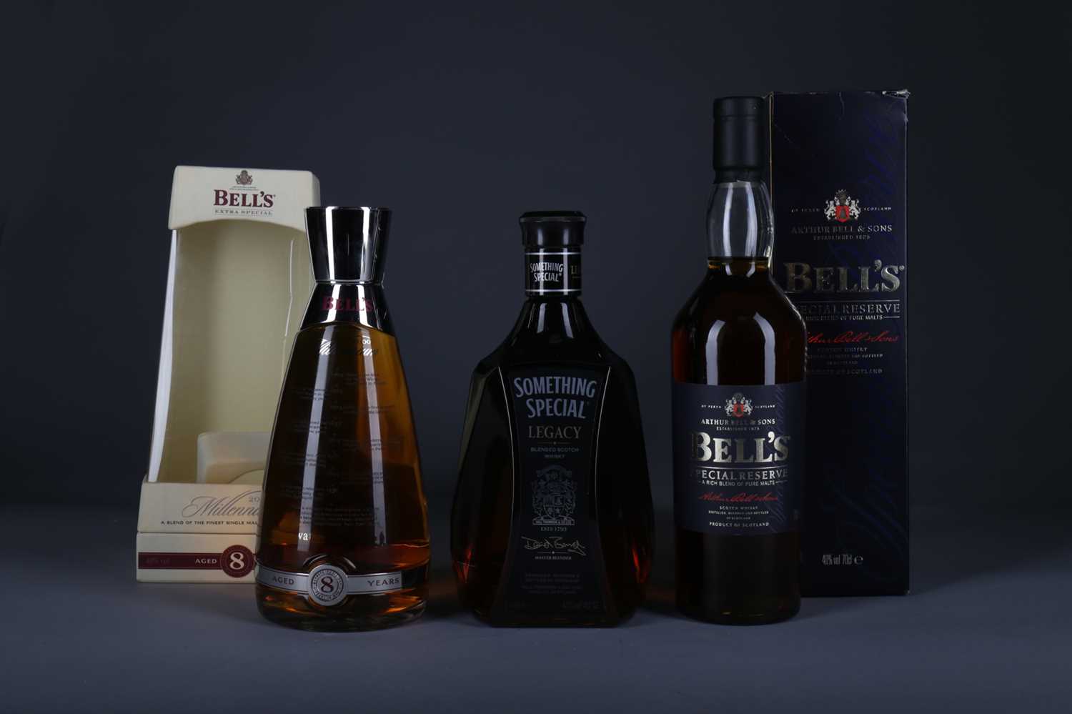 Lot 1291 - BELL'S SPECIAL RESERVE, SOMETHING SPECIAL LEGACY AND BELL'S MILLENNIUM DECANTER