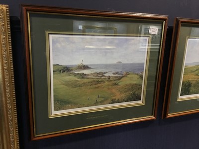 Lot 314 - A SET OF THREE SIGNED COLOUR GOLFING PRINTS