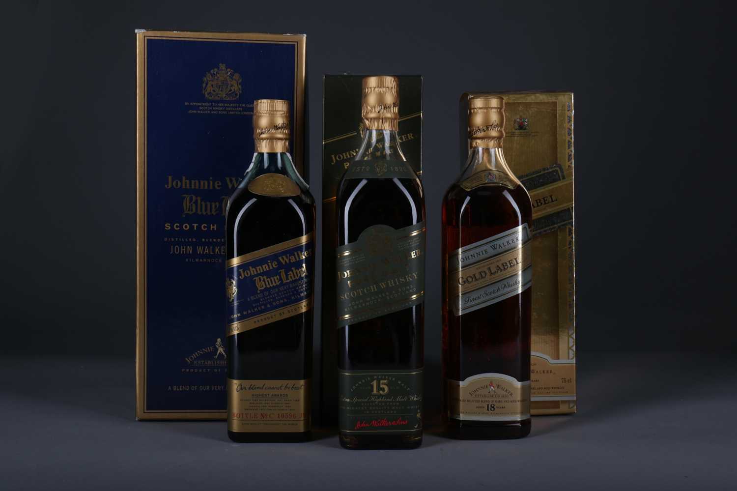 Lot 1305 - JOHNNIE WALKER BLUE LABEL, GOLD LABEL AGED