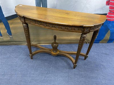 Lot 396 - AN CARVED OAK HALL TABLE